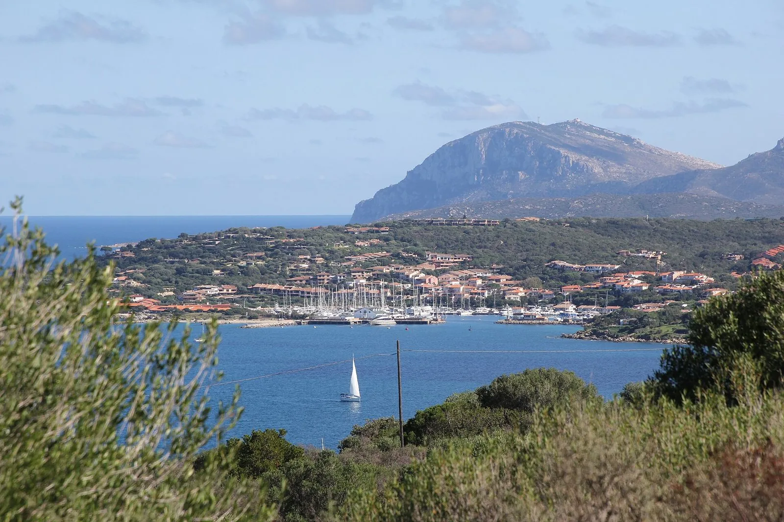 Il porto turistico di Porto Rotondo con le barche ormeggiate e le case del borgo sullo sfondo